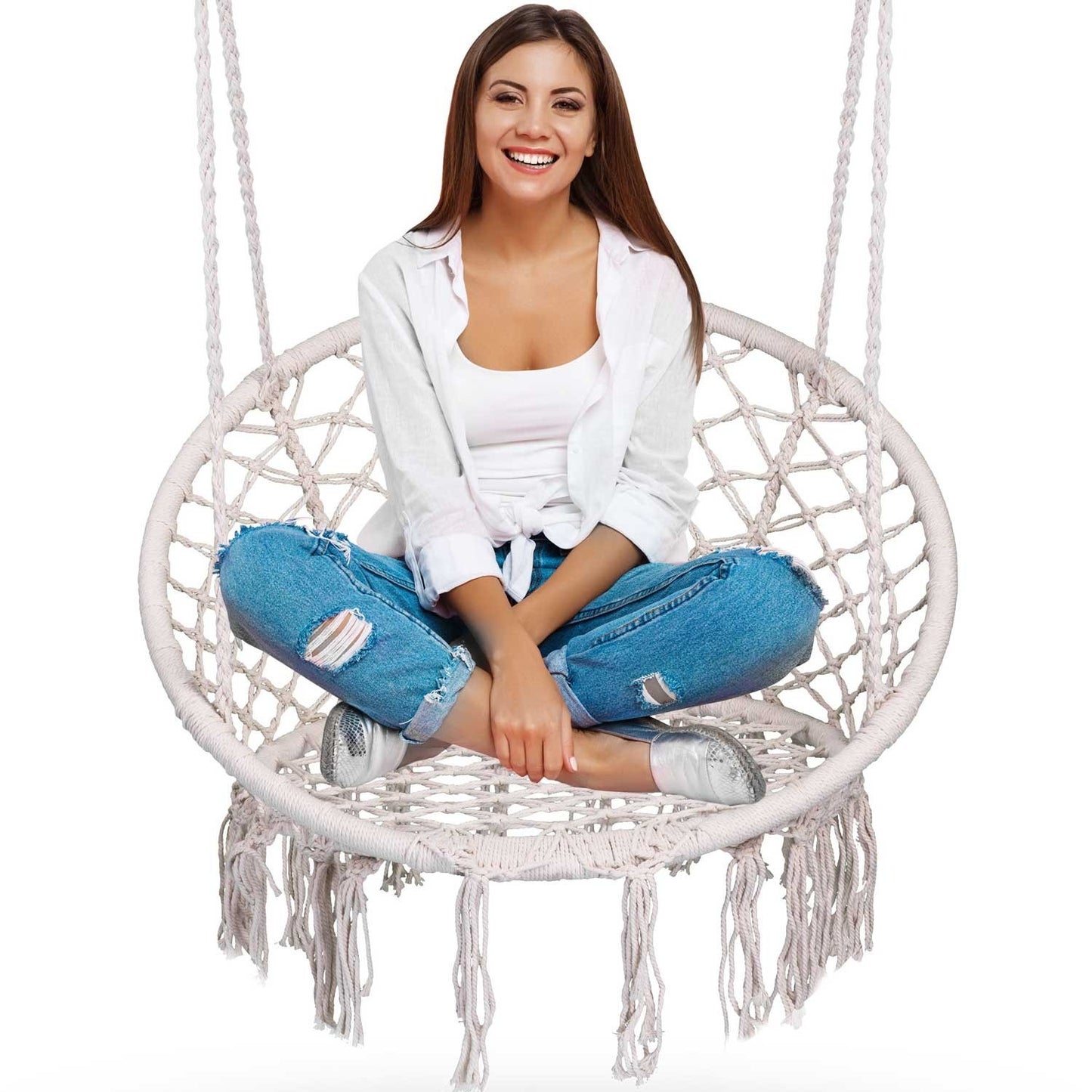 Hanging Garden Armchair Swing BOHO Beige