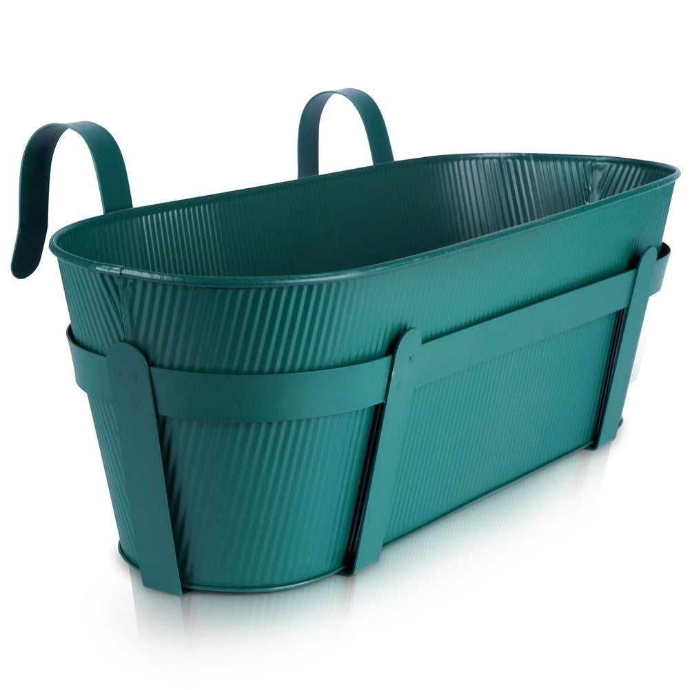 Hanging Green Balcony Pot with Ribbed Front