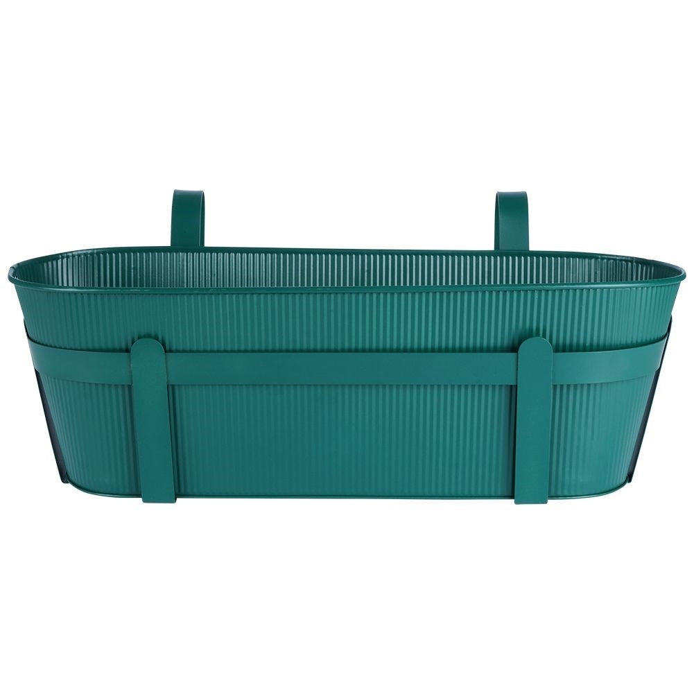 Hanging Green Balcony Pot with Ribbed Front