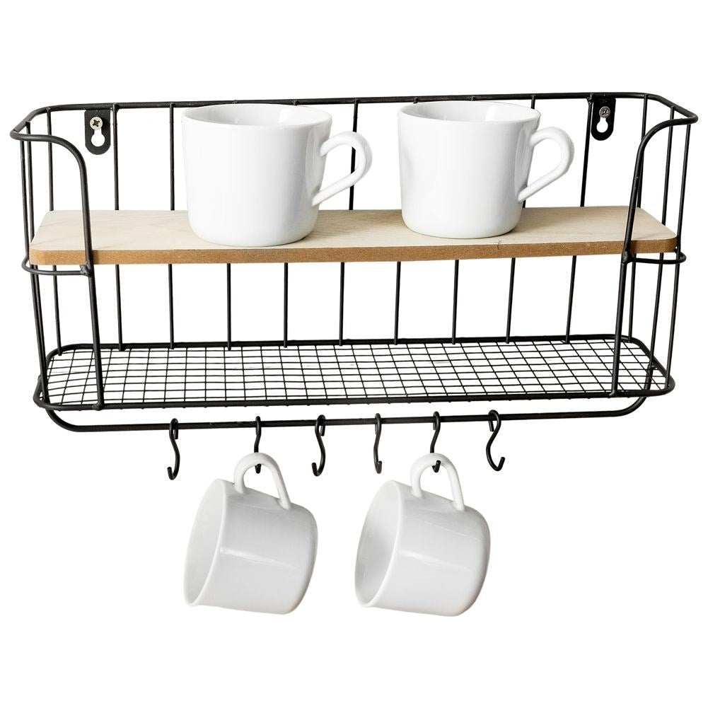 Hanging Kitchen Shelf with Hooks