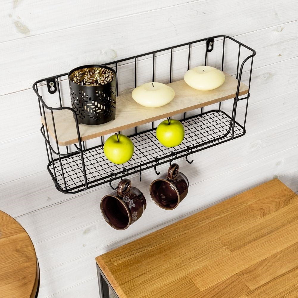 Hanging Kitchen Shelf with Hooks