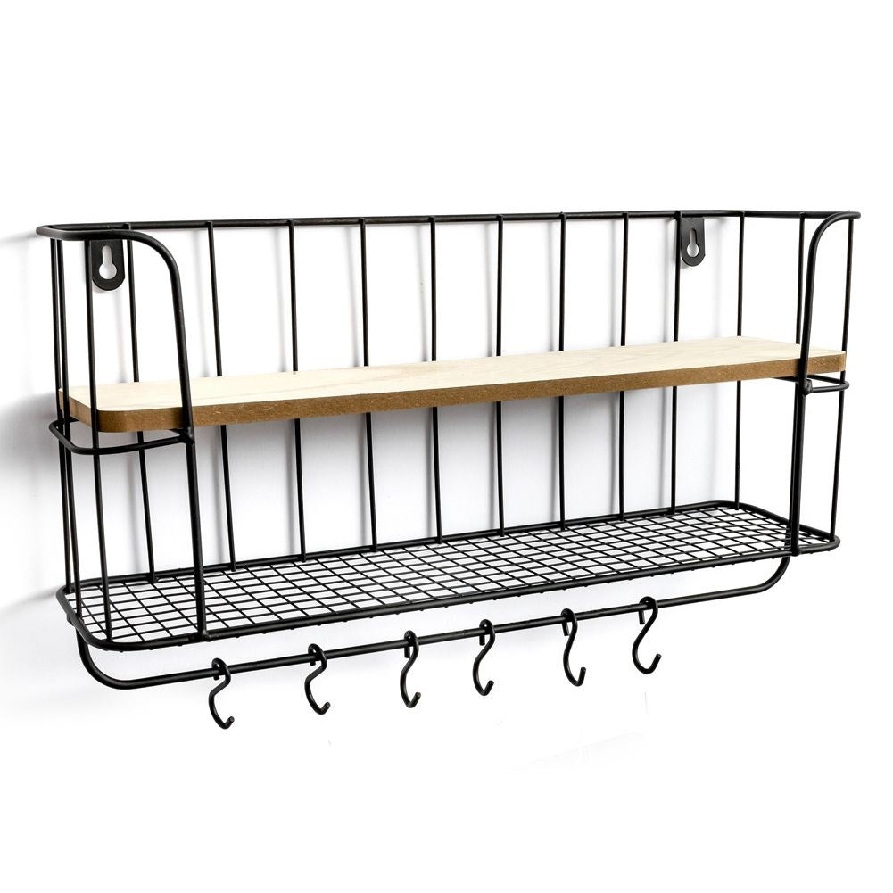 Hanging Kitchen Shelf with Hooks