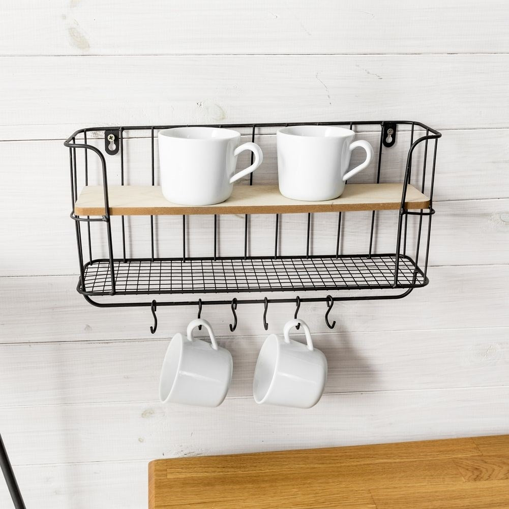 Hanging Kitchen Shelf with Hooks