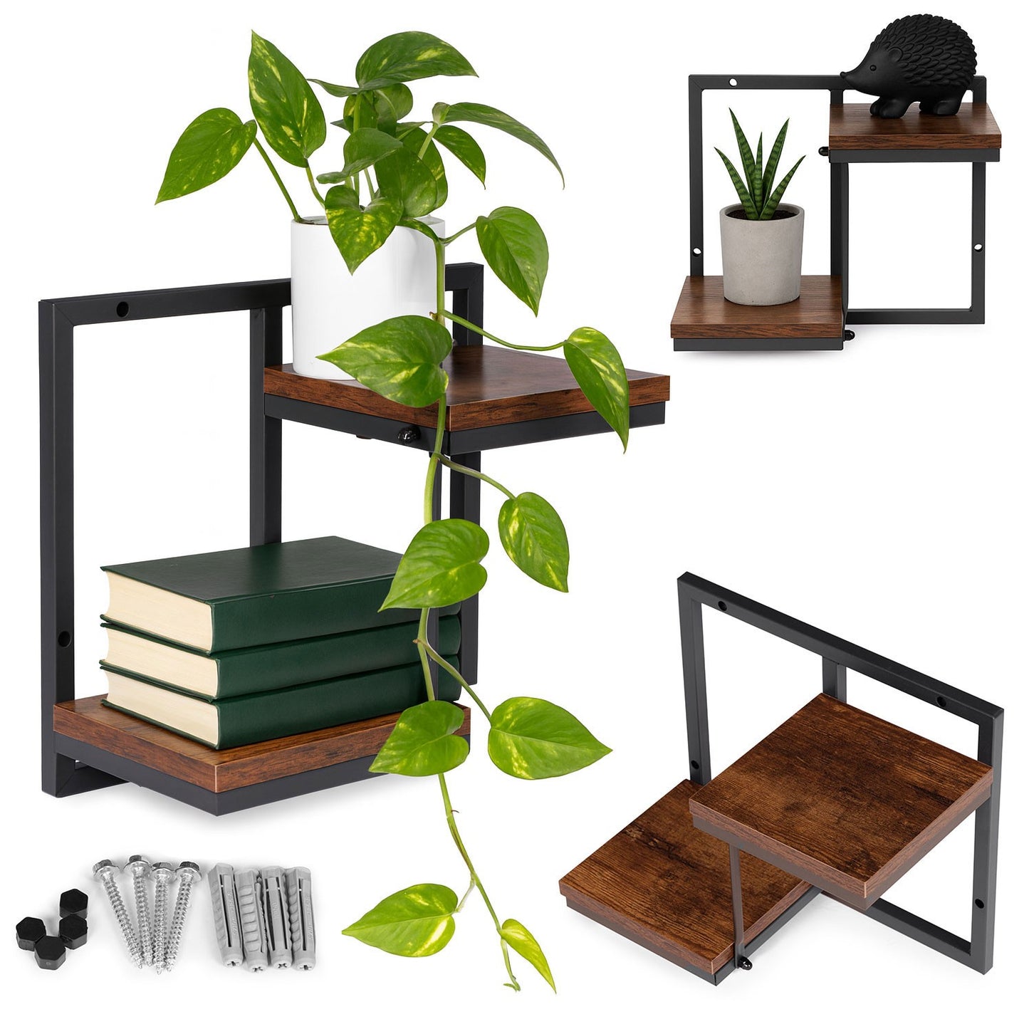 Hanging Plant Shelf – 2-Tier Steel Wall Mount