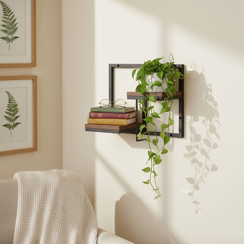 Hanging Plant Shelf – 2-Tier Steel Wall Mount