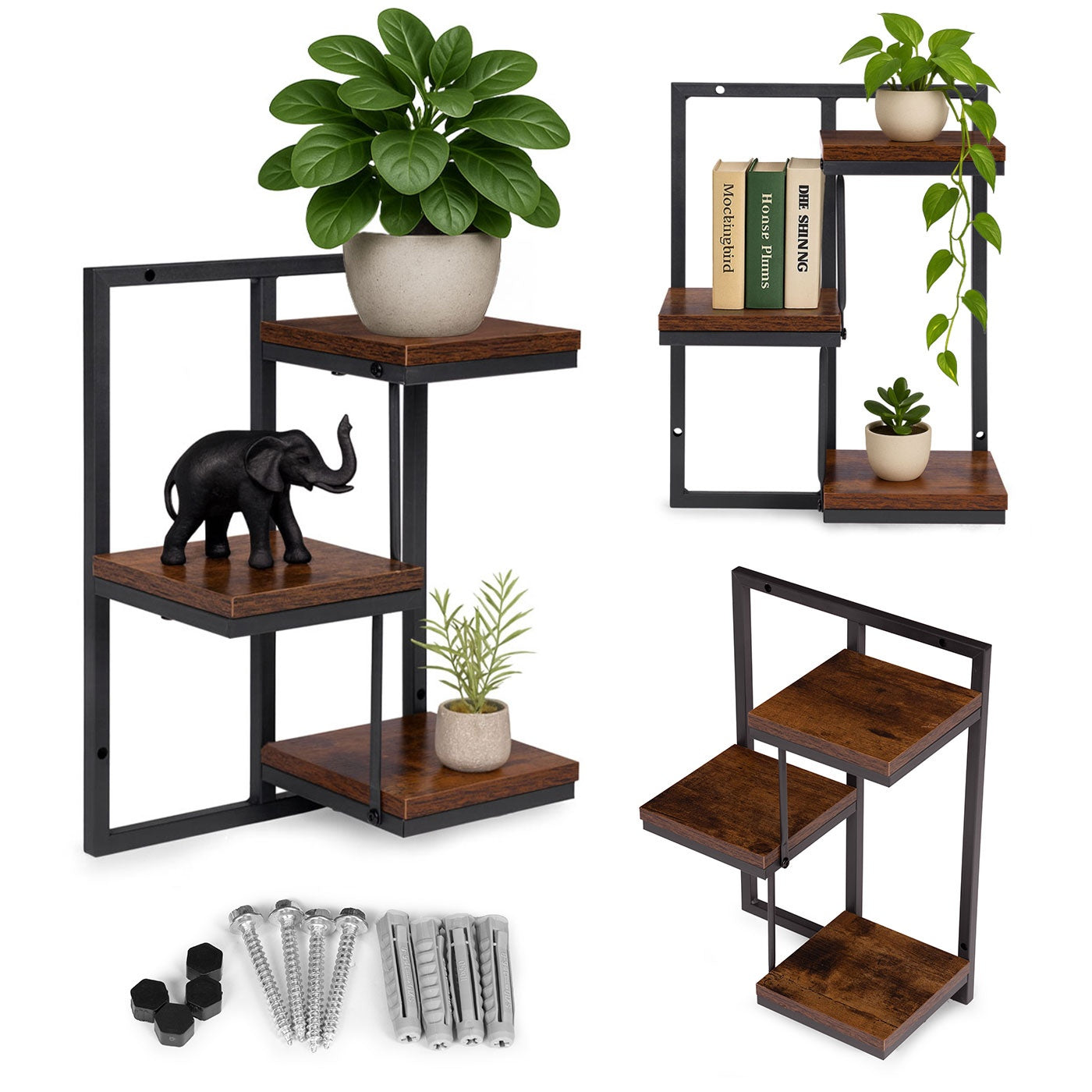 Hanging Plant Shelf – 3-Tier Steel Wall Mount
