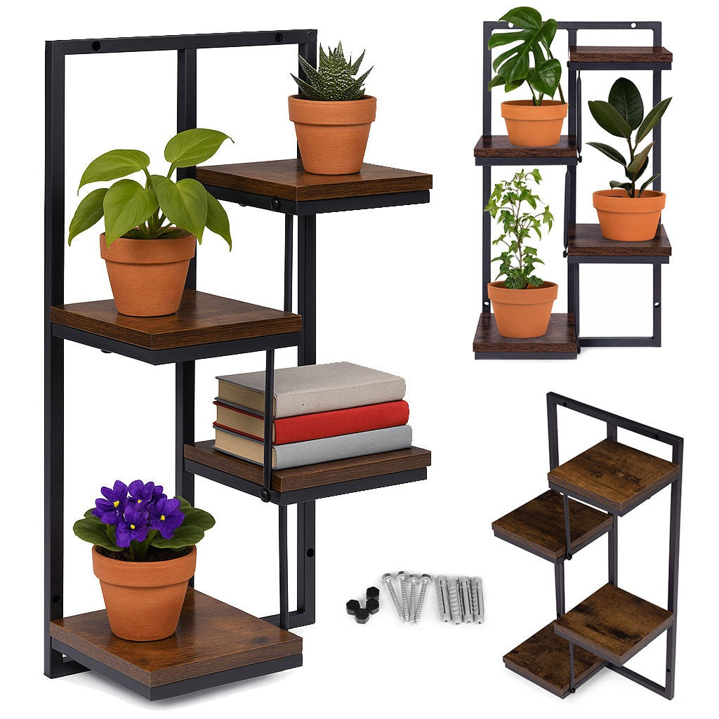 Hanging Plant Shelf – 4-Tier Steel Wall Mount
