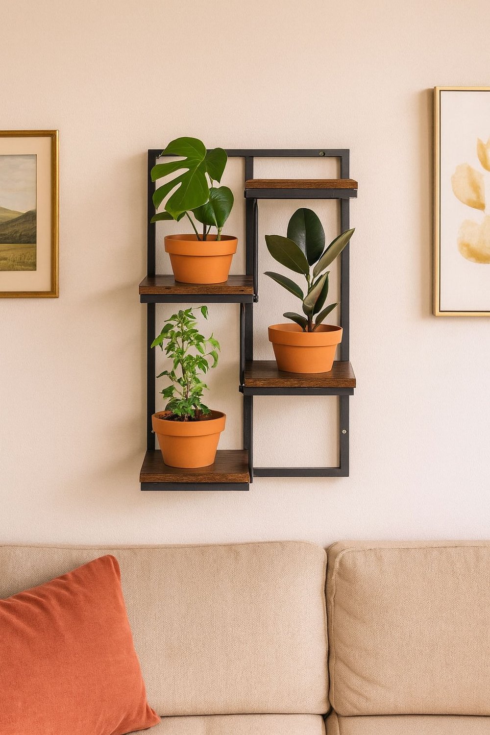 Hanging Plant Shelf – 4-Tier Steel Wall Mount