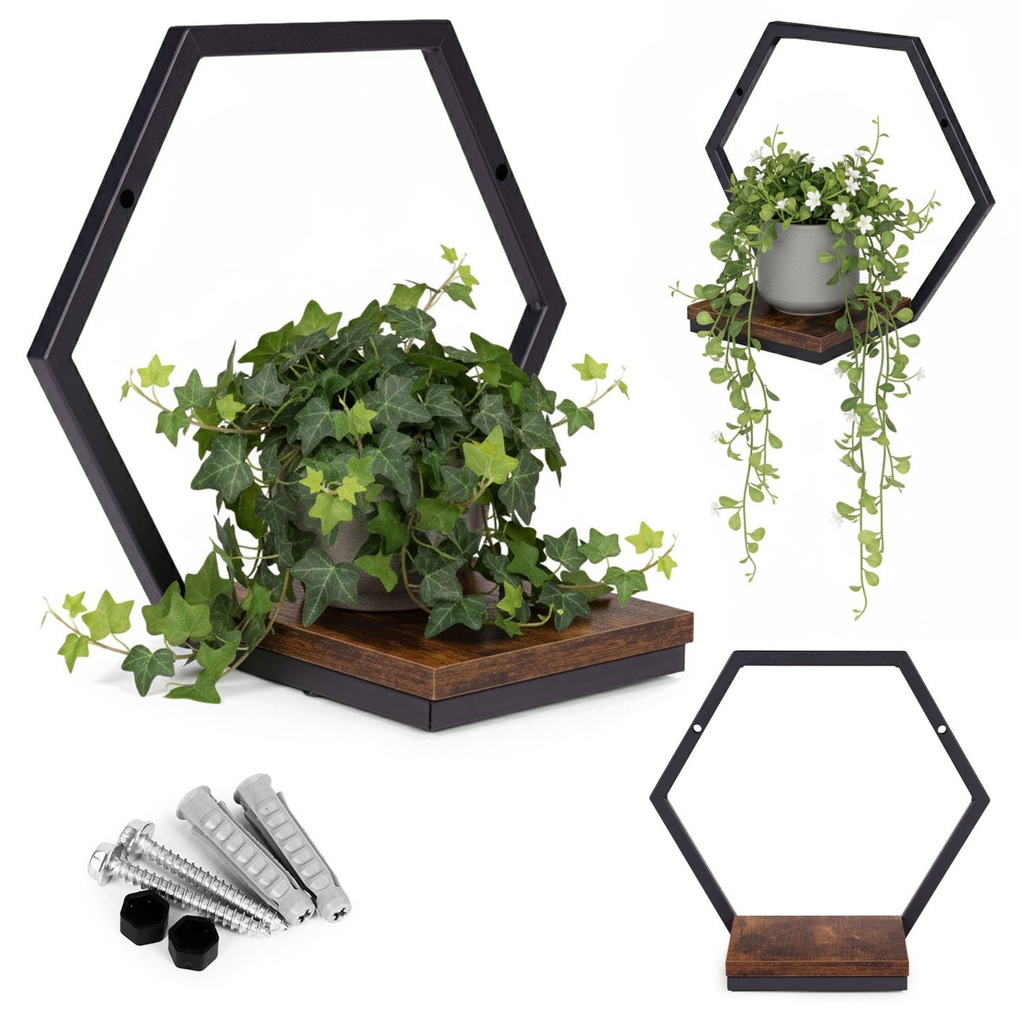 Hanging Plant Shelf, Loft Style Steel & Chipboard