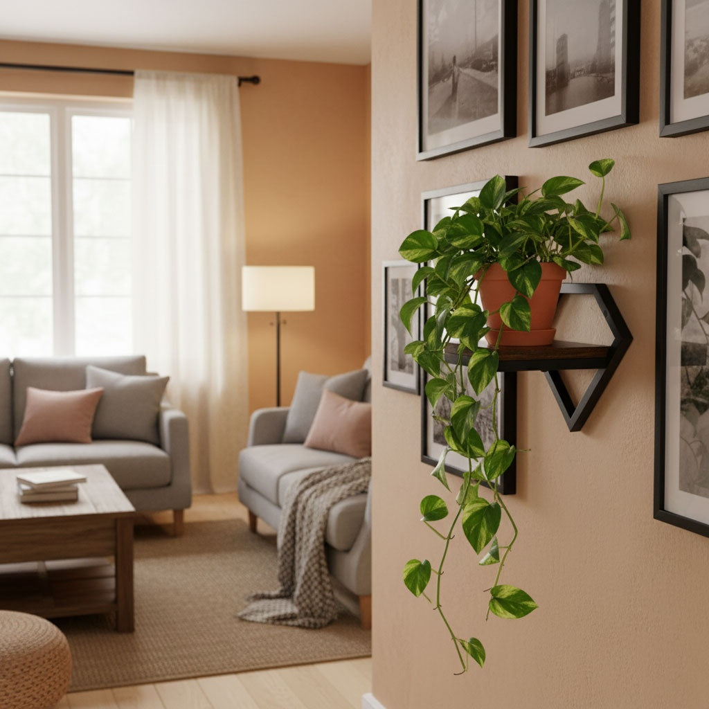 Hanging Plant Shelf, Loft Style, Steel & Chipboard