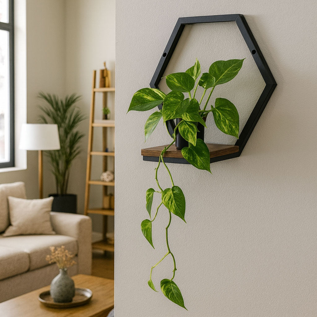 Hanging Plant Shelf, Loft Style Steel & Chipboard
