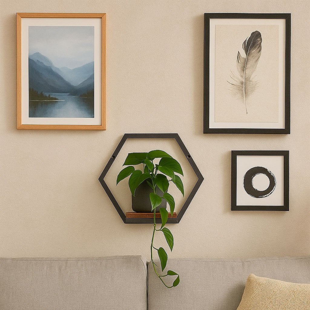 Hanging Plant Shelf, Loft Style Steel & Chipboard