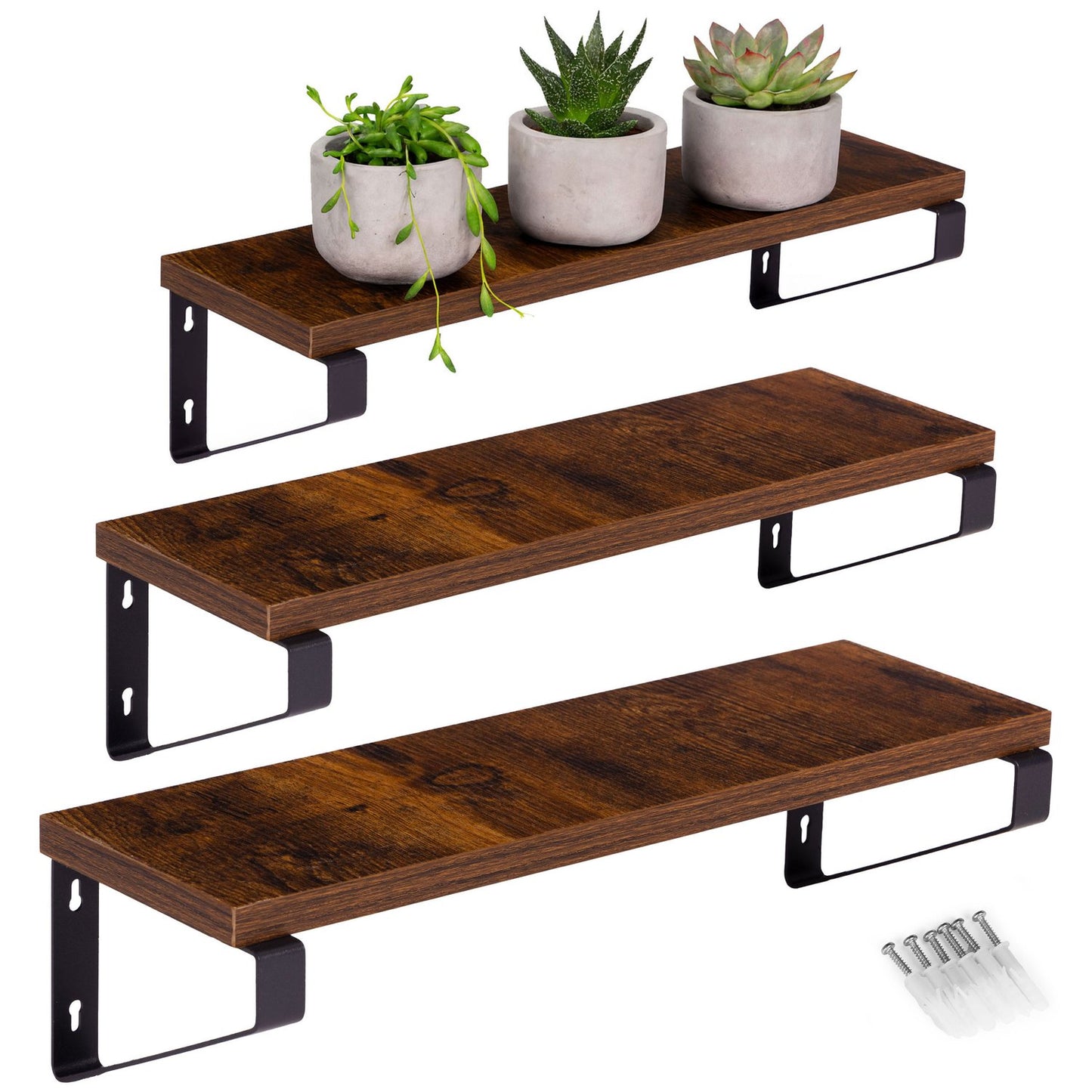 Hanging Plant Stand with 3 Shelves, Steel & Chipboard