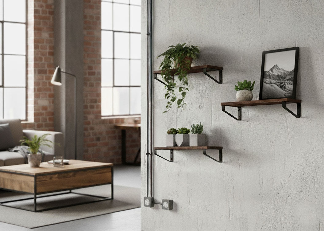 Hanging Plant Stand with 3 Shelves, Steel & Chipboard
