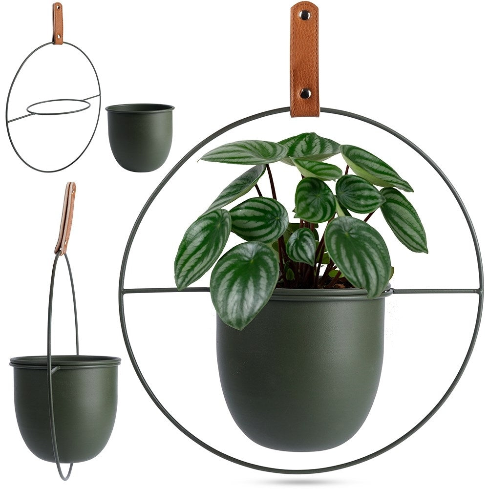 Hanging Pot with Leather Strap