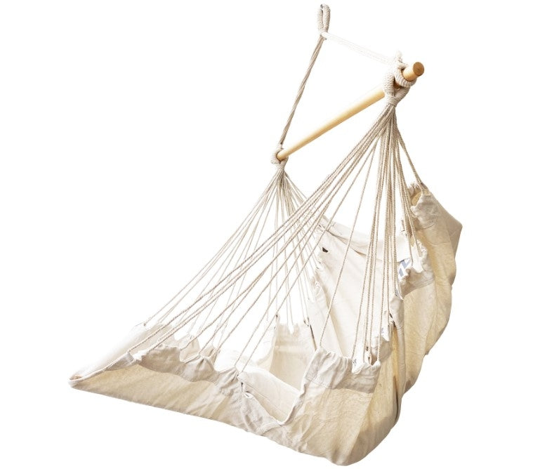 Hanging Swing Chair with Footrest, 130cm Beige