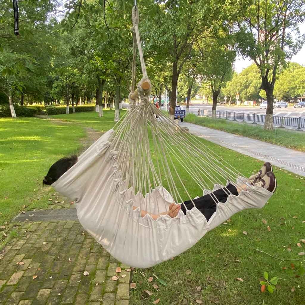 Hanging Swing Chair with Footrest, 130cm Beige