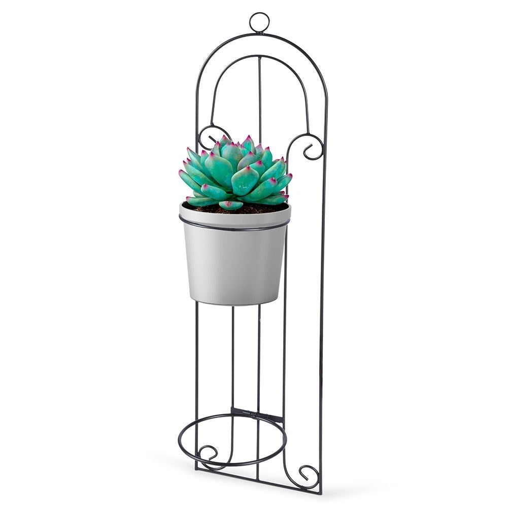 Hanging Wall Pot for Two Pots in Black Metal