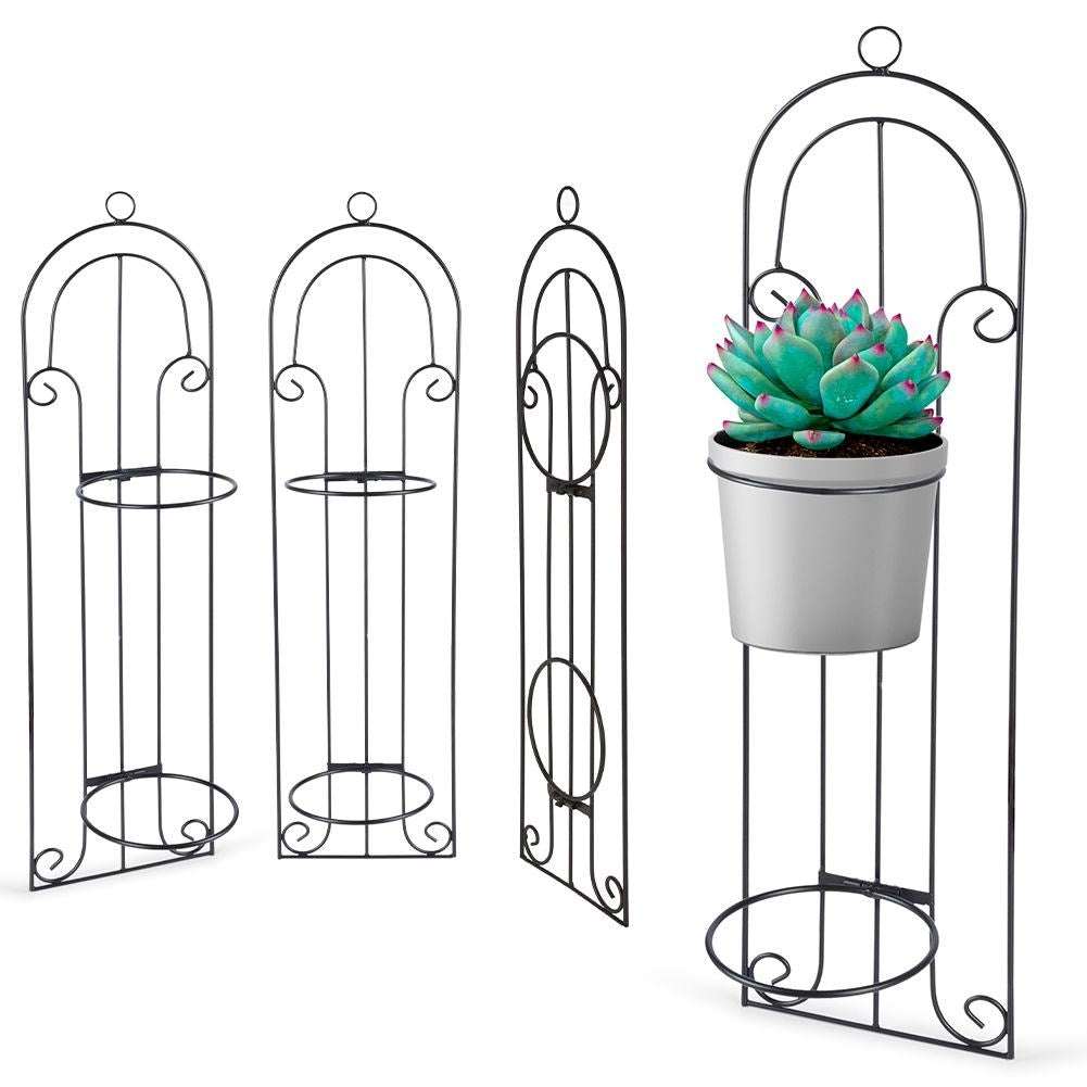 Hanging Wall Pot for Two Pots in Black Metal