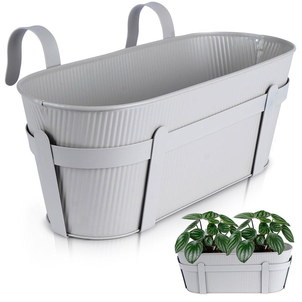 Hanging balcony pot in stylish gray metal