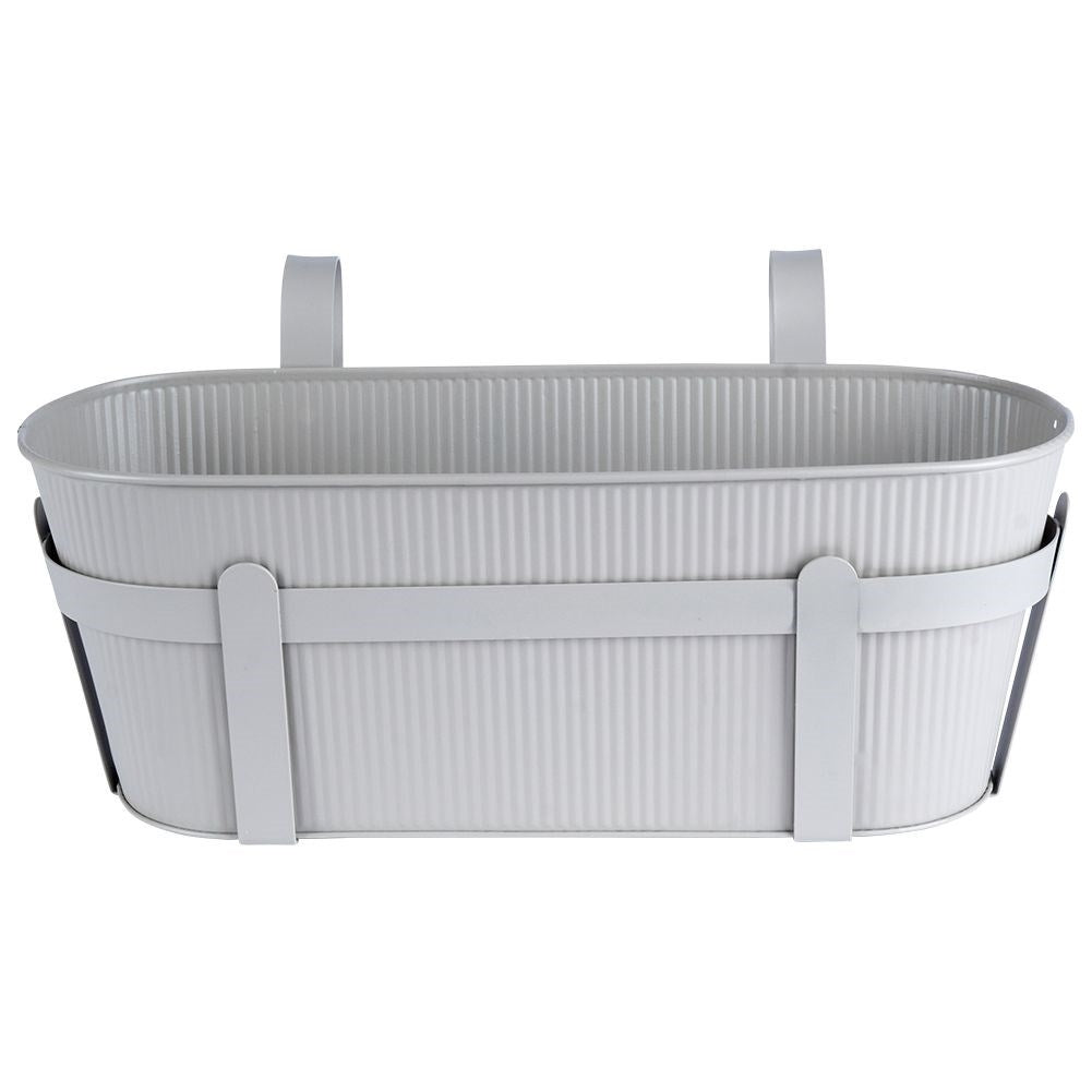 Hanging balcony pot in stylish gray metal