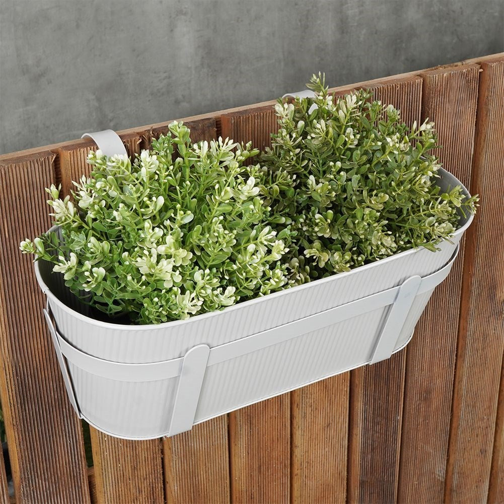 Hanging balcony pot in stylish gray metal