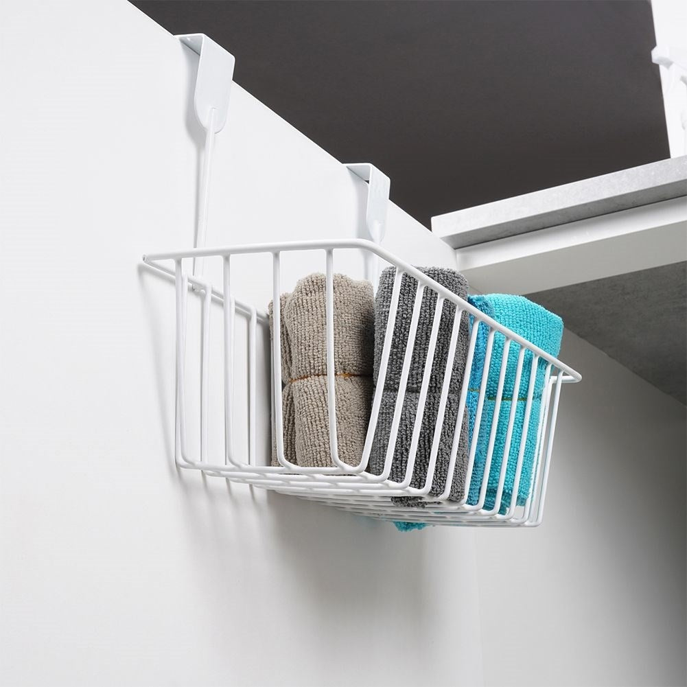 Hanging basket for cabinet doors and shower cubicles