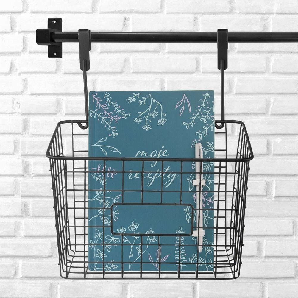 Hanging black metal shelf for cabinet doors, perfect storage