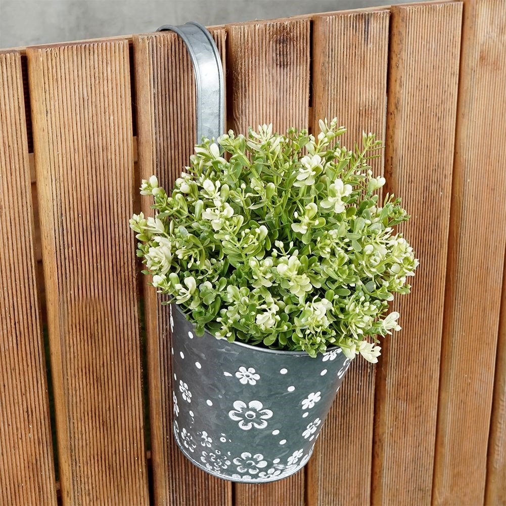 Hanging flower pot in galvanized metal for balcony