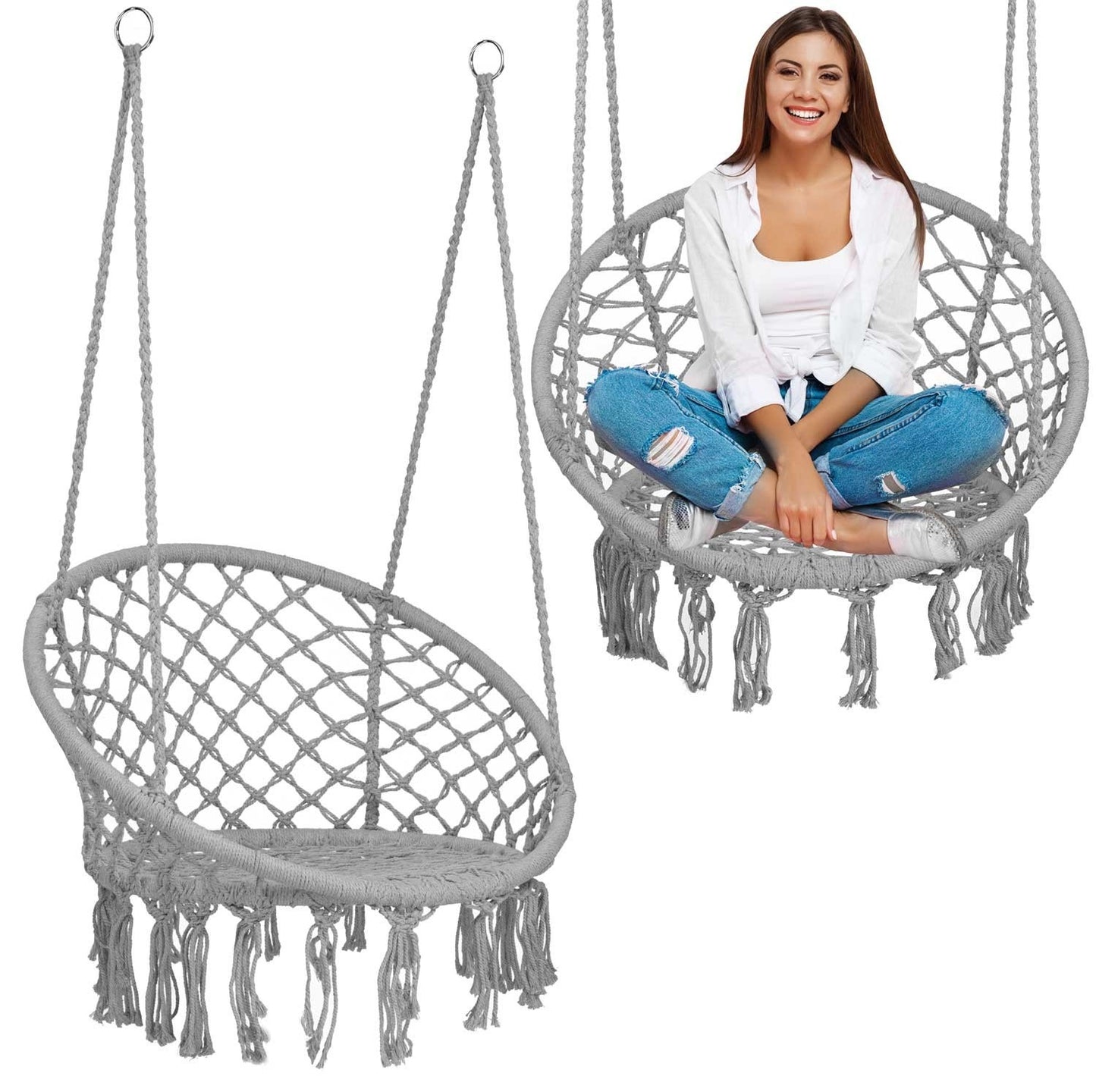 Hanging garden chair BOHO gray