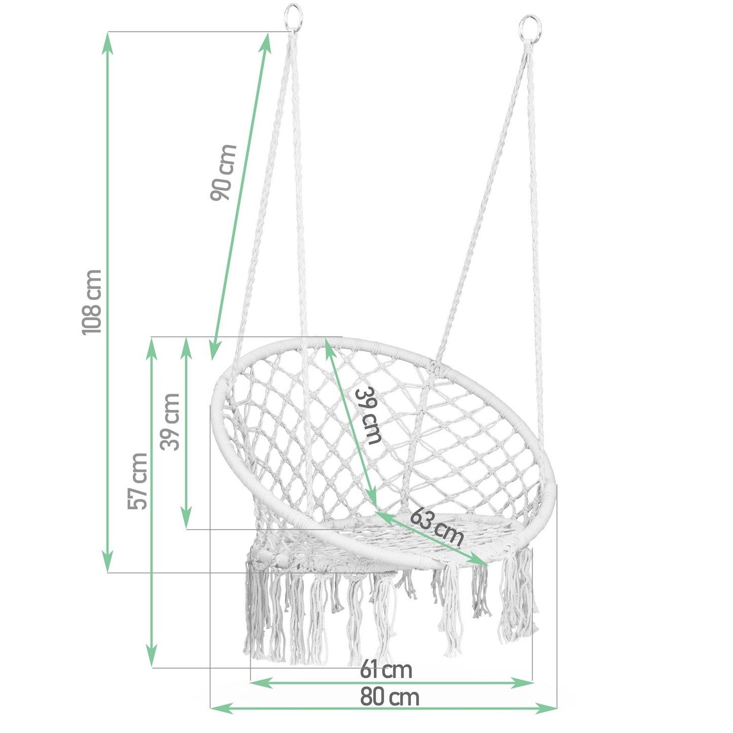 Hanging garden chair BOHO gray
