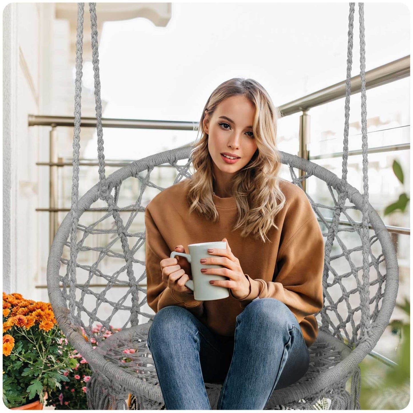 Hanging garden chair BOHO gray