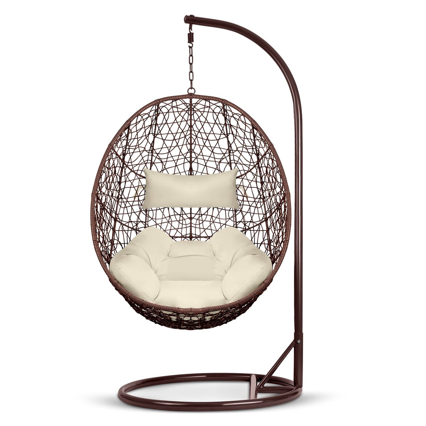 Hanging garden chair Brava brown + beige cushions Sofotel