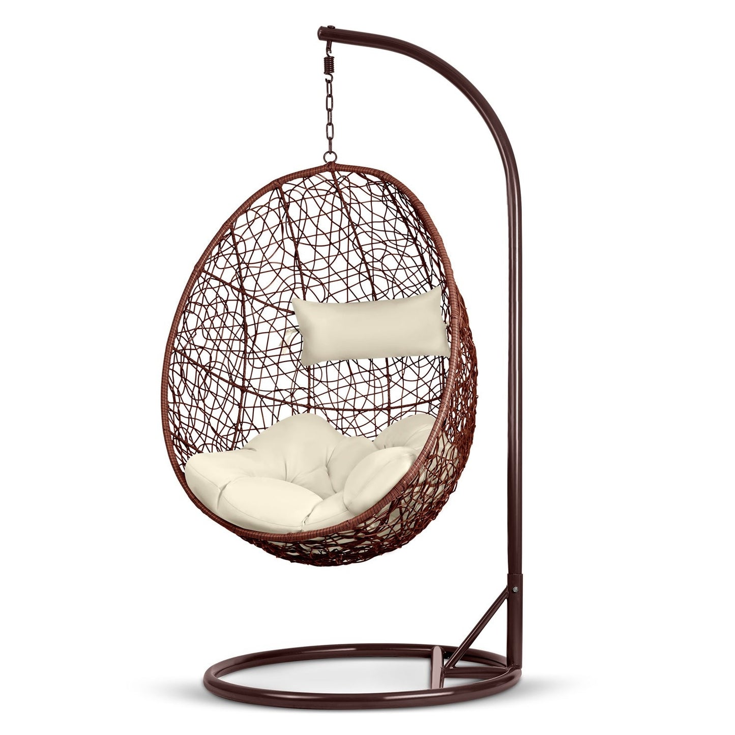 Hanging garden chair Brava brown + beige cushions Sofotel