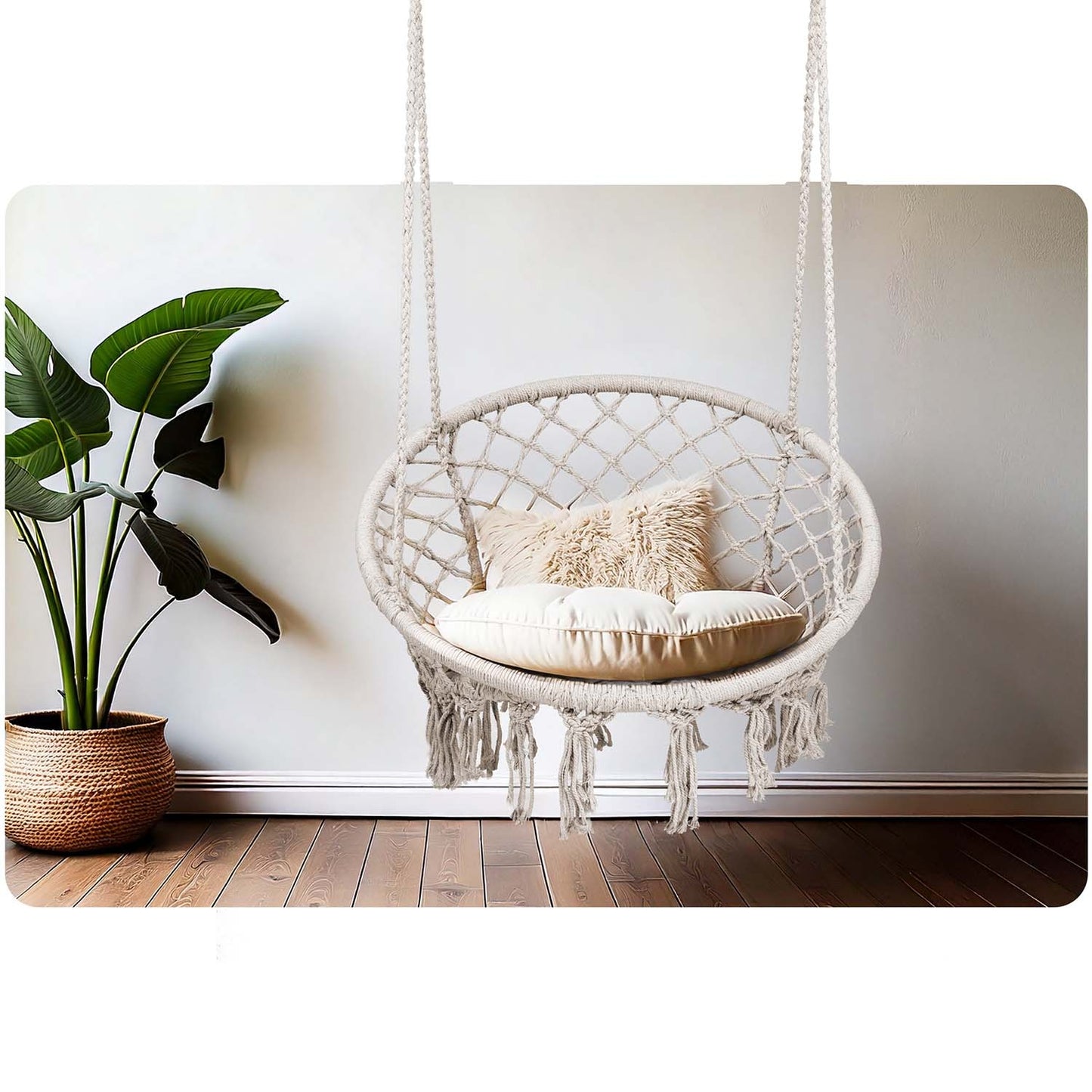 Hanging garden swing chair BOHO beige