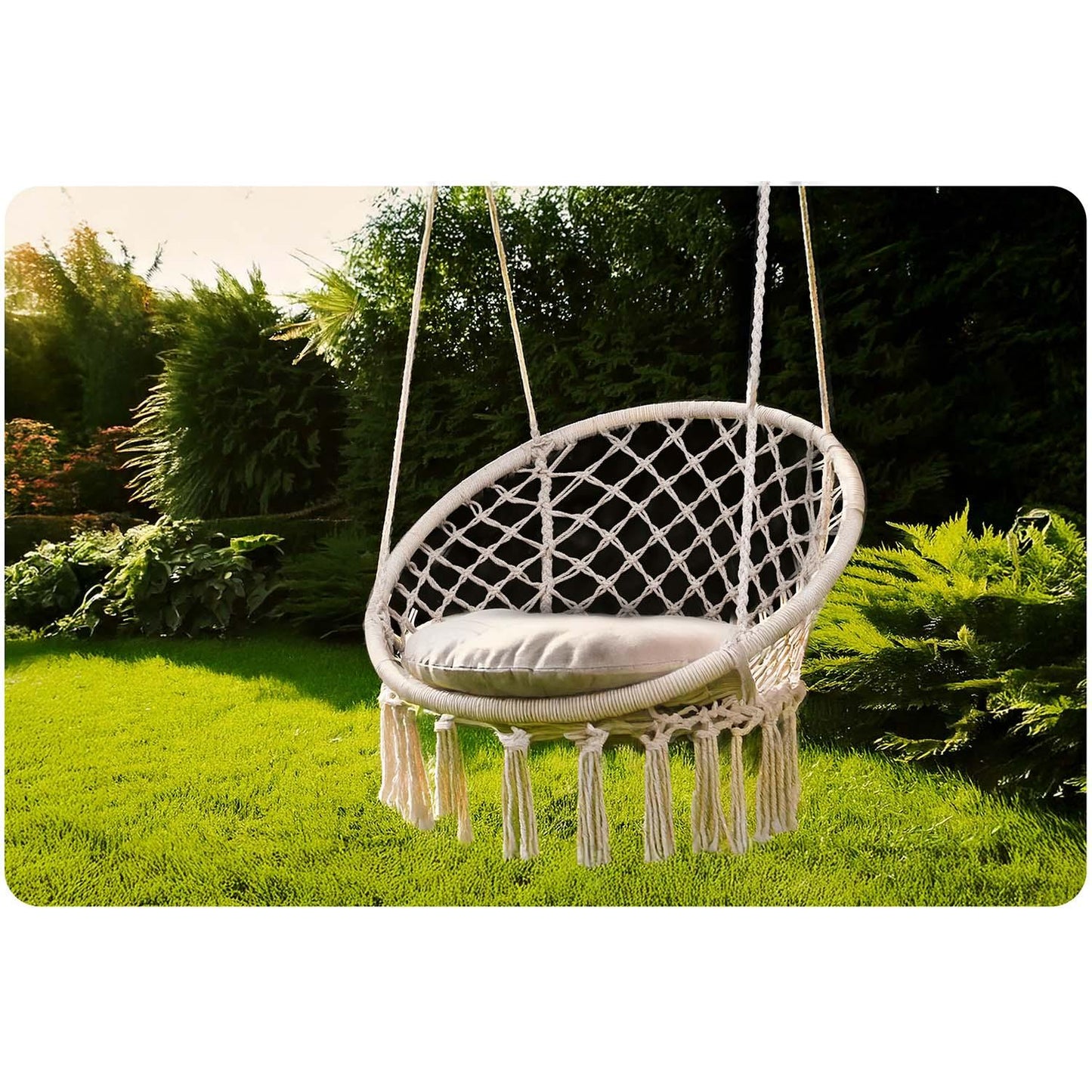 Hanging garden swing chair BOHO beige