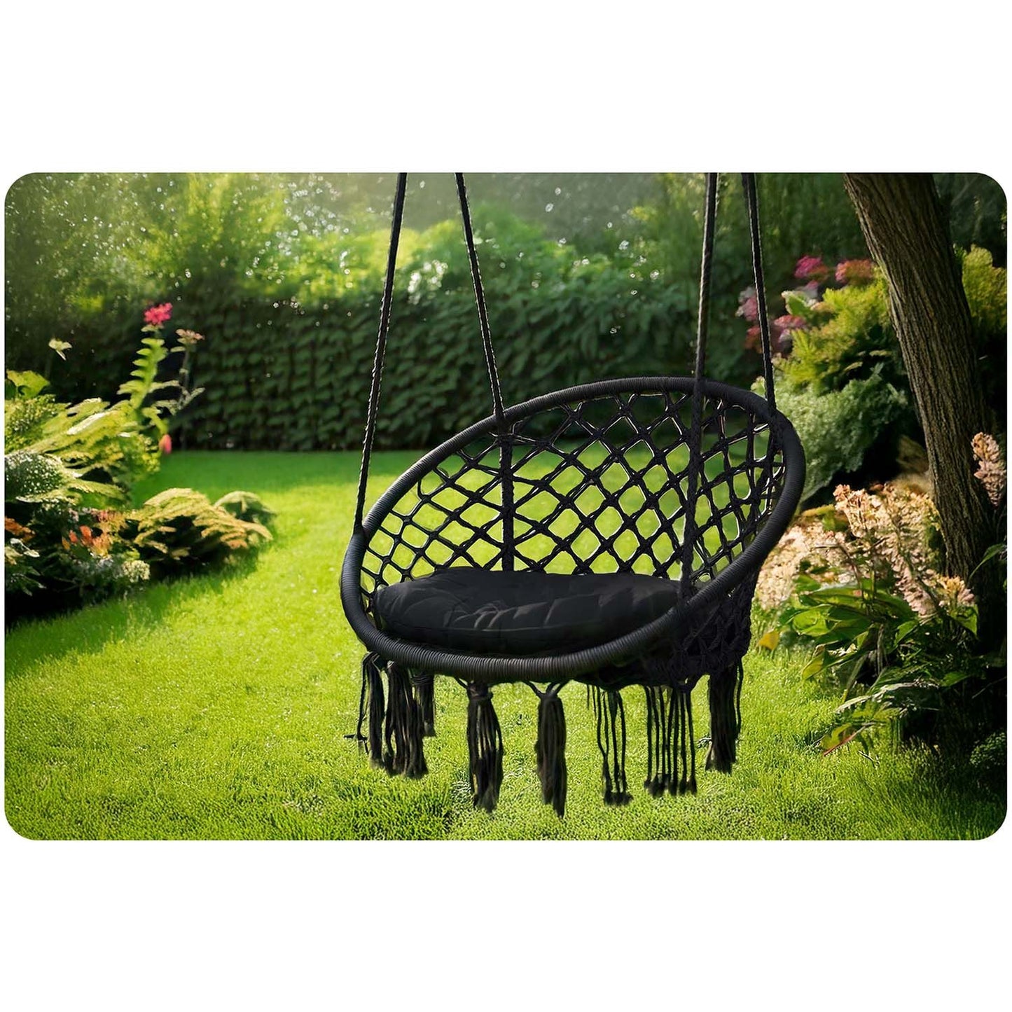 Hanging garden swing chair BOHO black