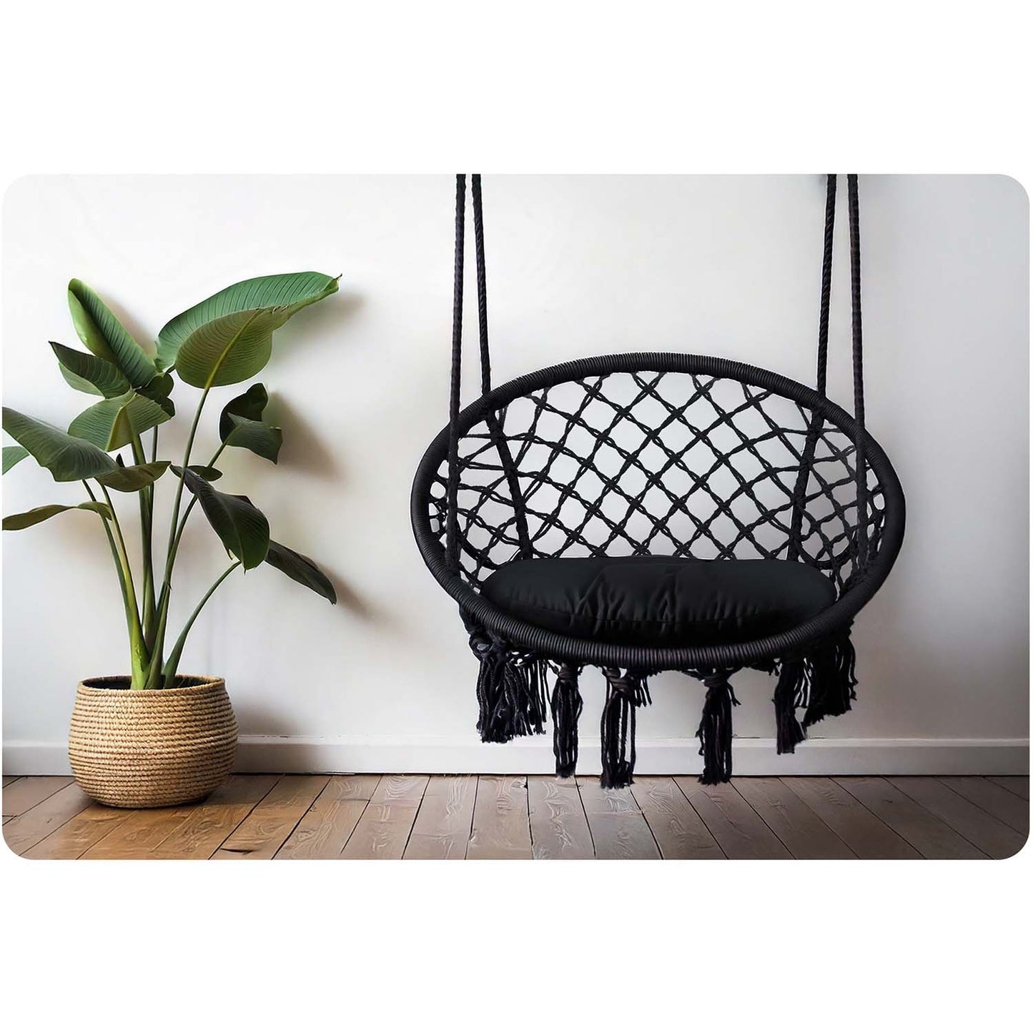 Hanging garden swing chair BOHO black