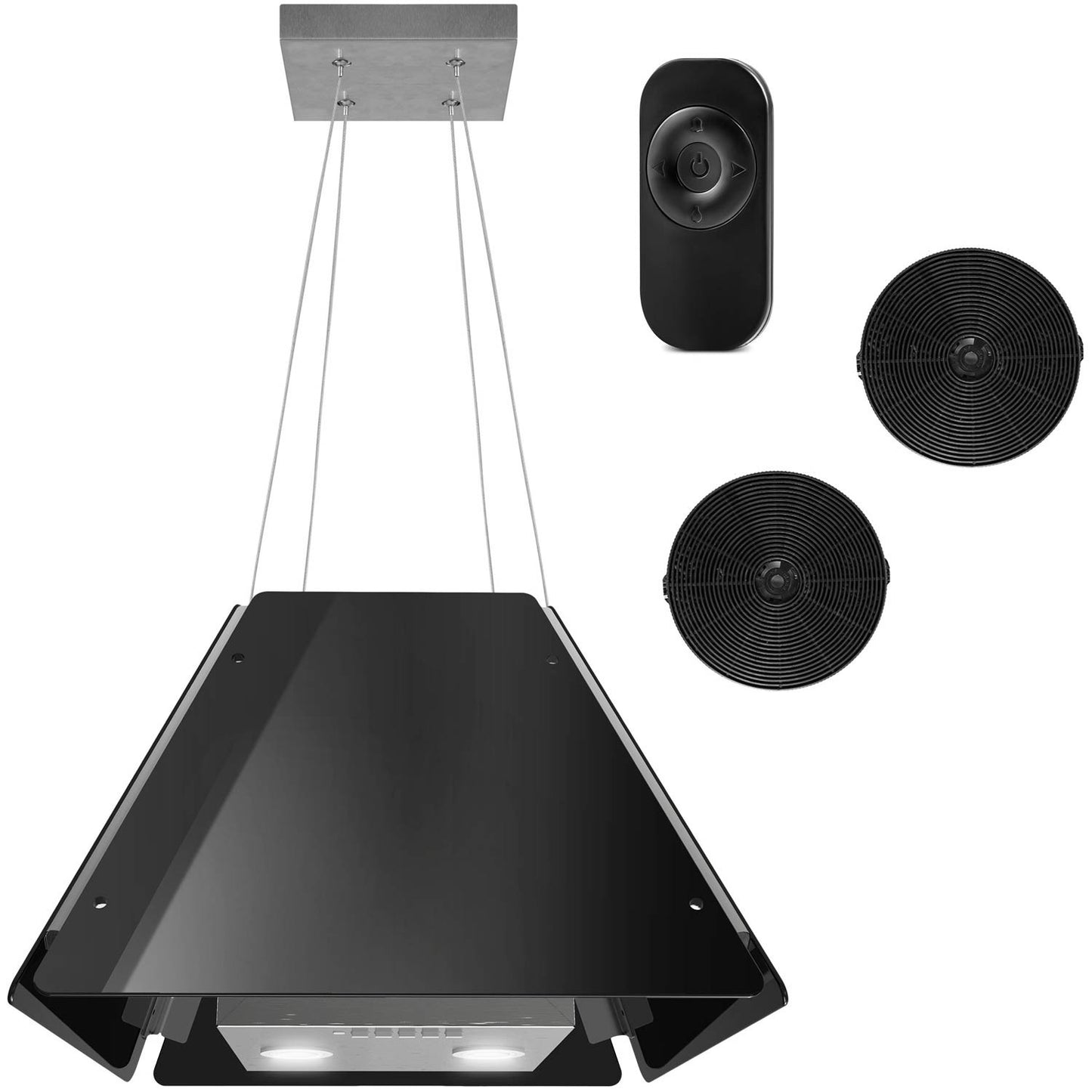 Hanging glass kitchen hood 60cm black BT-222