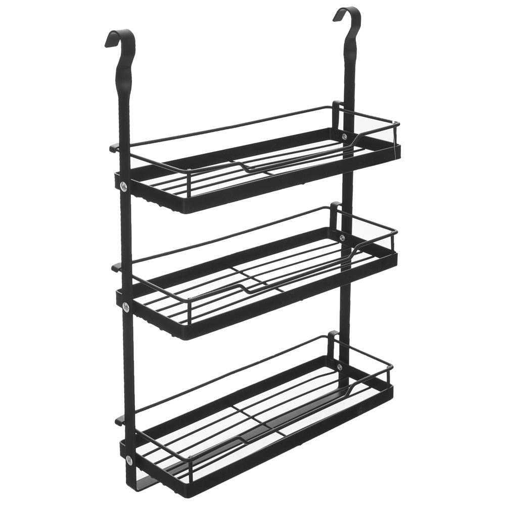 Hanging kitchen shelf in black metal for spices and herbs