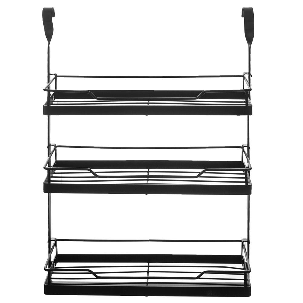 Hanging kitchen shelf in black metal for spices and herbs
