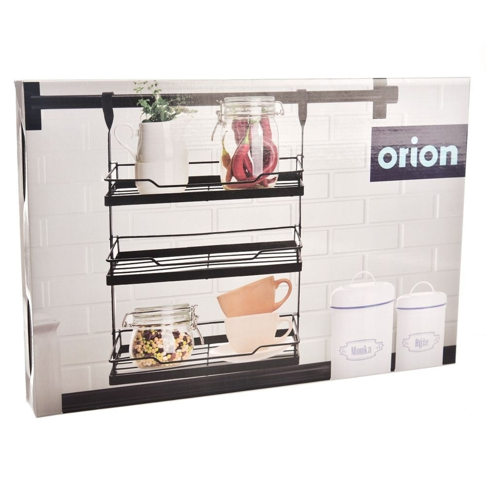 Hanging kitchen shelf in black metal for spices and herbs
