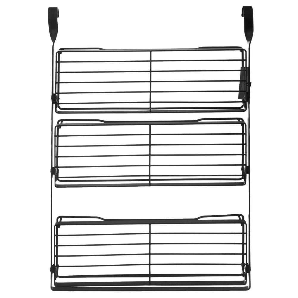 Hanging kitchen shelf in black metal for spices and herbs