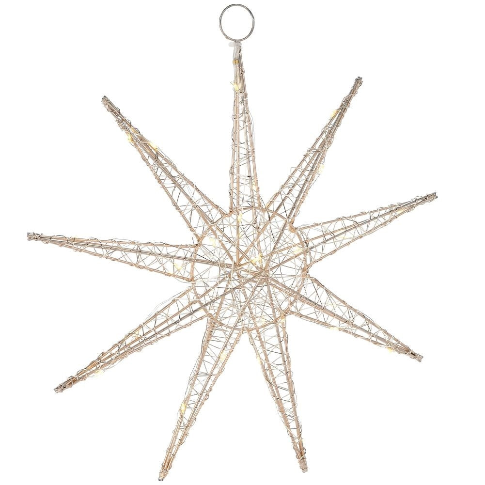 Hanging poinsettia 30 cm with 30 LED lights, golden color
