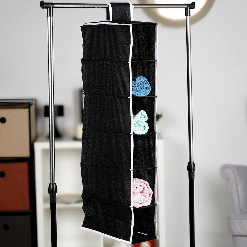 Hanging wardrobe organizer 6 shelves