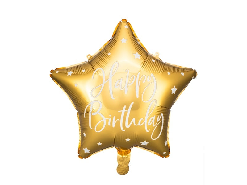 Happy Birthday star foil balloon 40cm gold