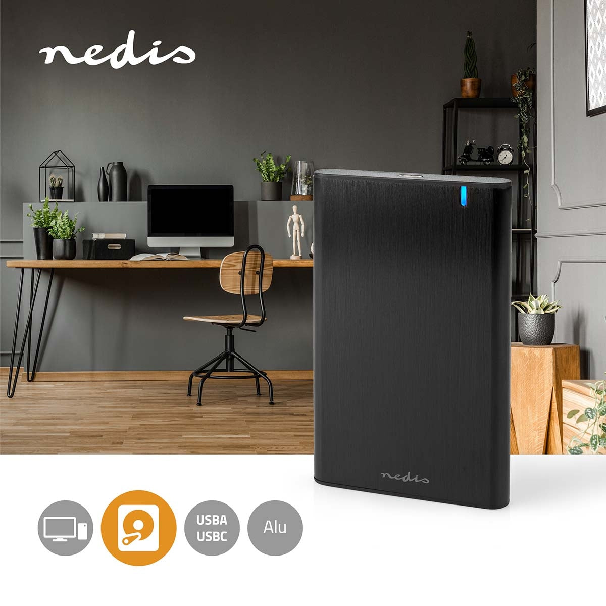 Hard Drive Enclosure | 2.5 " | USB 3.1 Gen1 | USB Type-A / USB Type-C™ | Notebook / PC | Aluminum