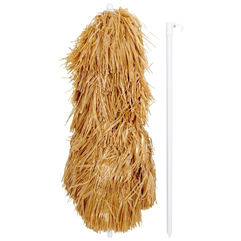 Hawaiian Umbrella: Beige Raffia, 155 cm, Adjustable Tilt