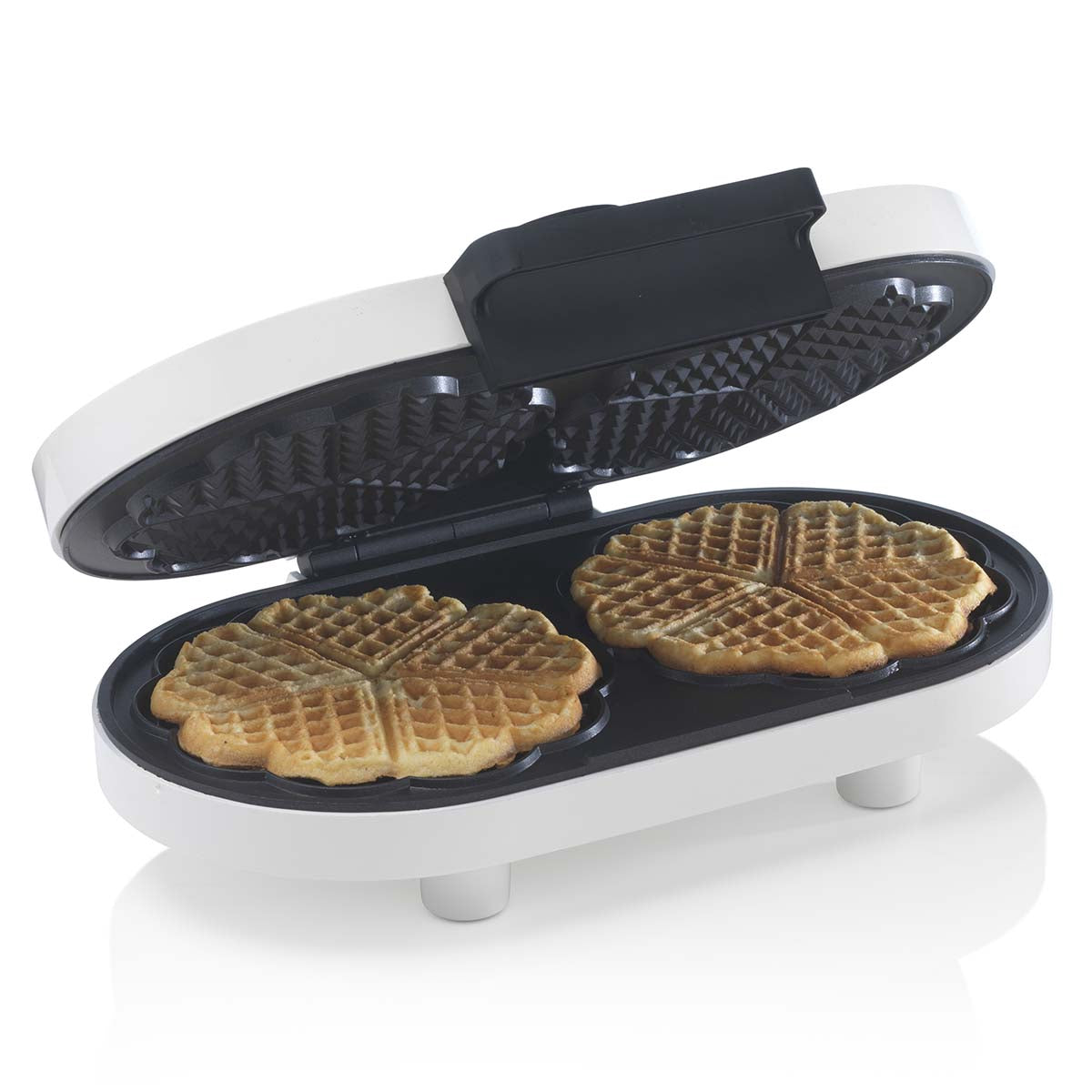 Heart-Shaped Double Waffle Maker, Non-Stick, 1200W, White