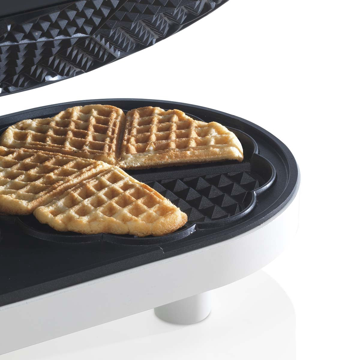 Heart-Shaped Double Waffle Maker, Non-Stick, 1200W, White